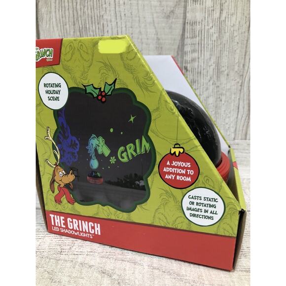The Grinch New Green Christmas LED Shadow Lights Rotating Light Up Globe NEW - Picture 3 of 7